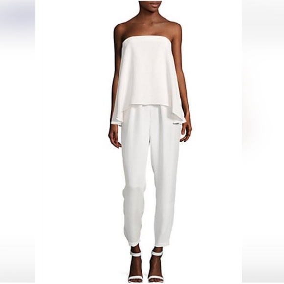 Tibi Strapless Silk Elegant White Jumpsuit - Main Image